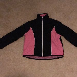 Black/Pink wind breaker. Perfect for a breezy day